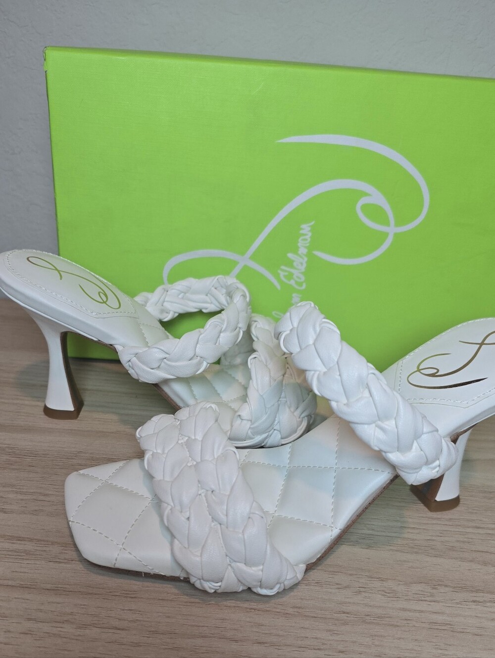 Sam Edelman Womens White Heel Sandal 7.5 Meghan